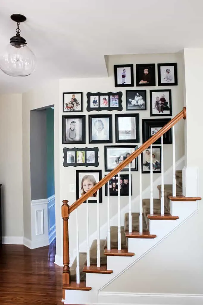 entryway family photo wall