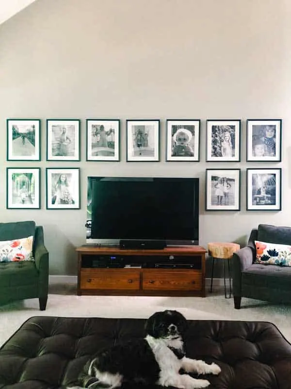 gallery wall around a television