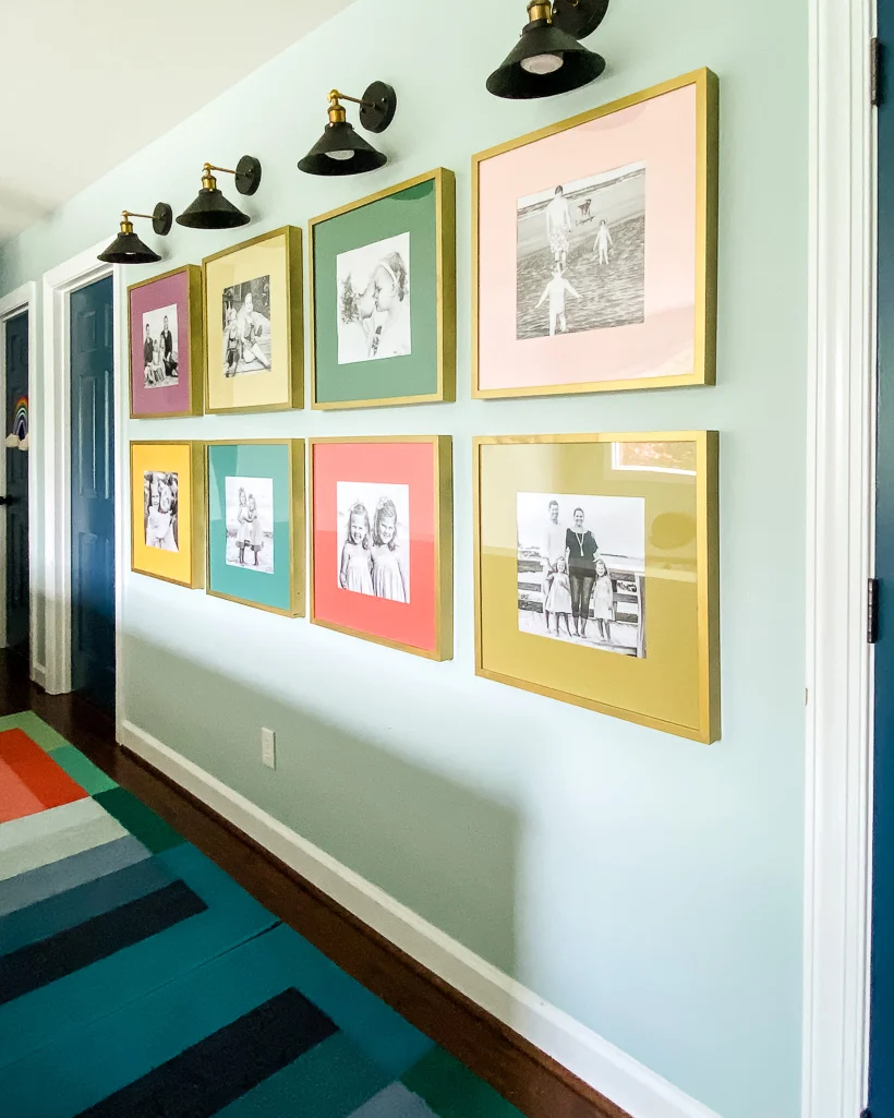 colorful mat framed family photos