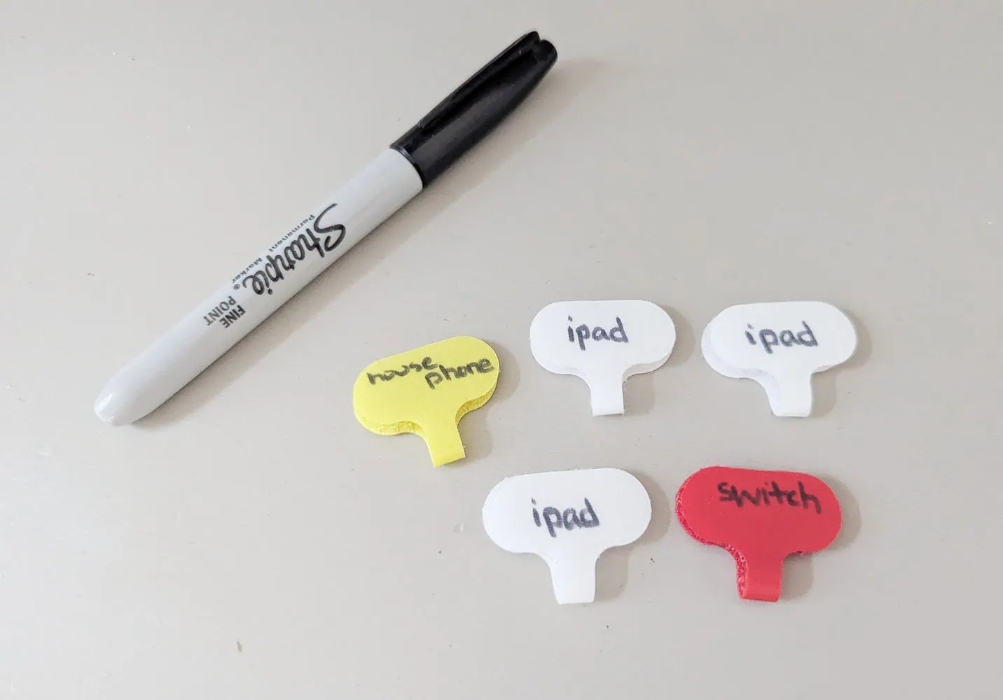 charging cord velcro labels.