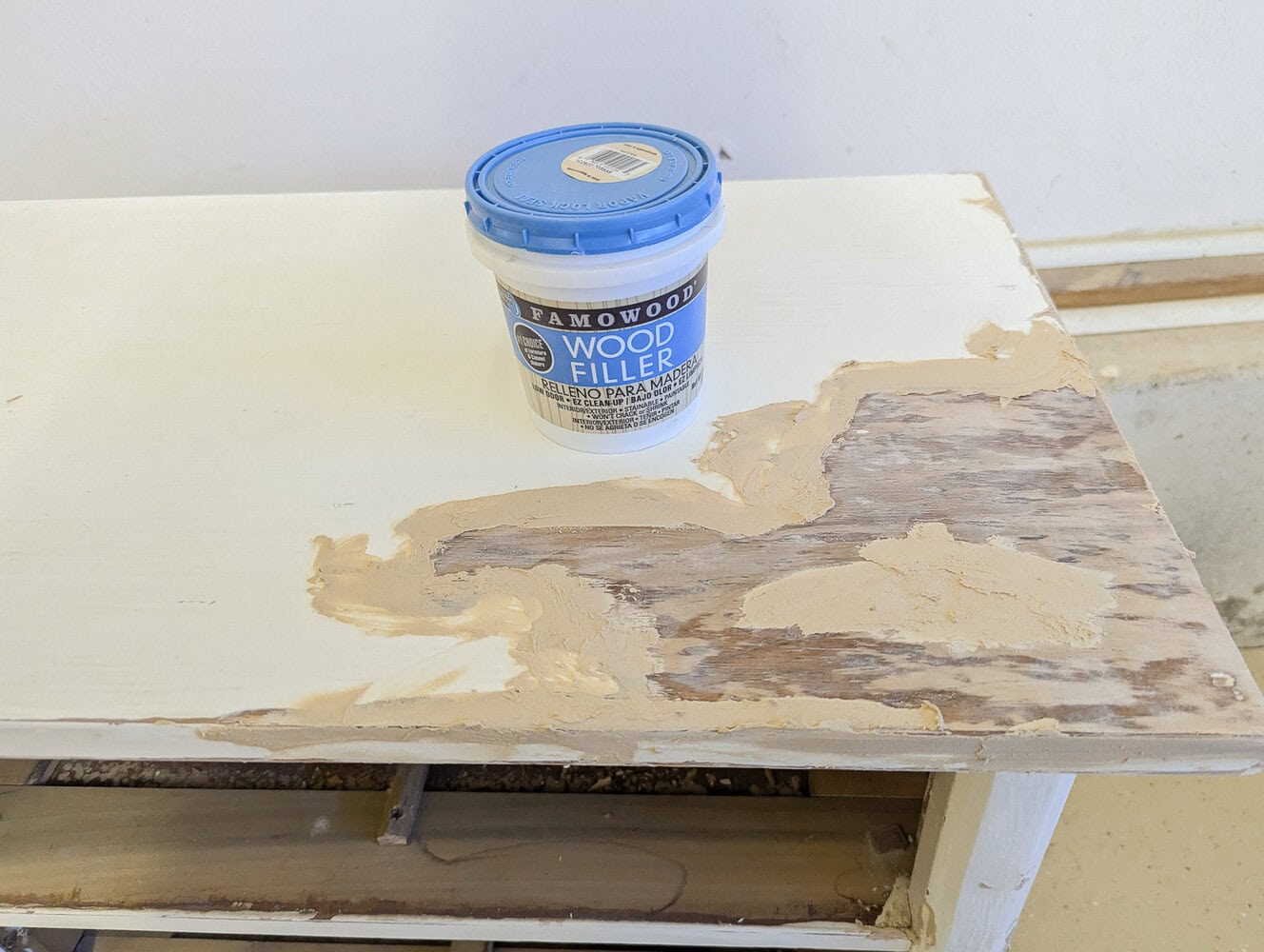 filling dings with wood filler
