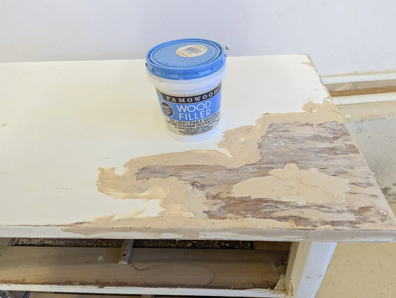 filling dings with wood filler
