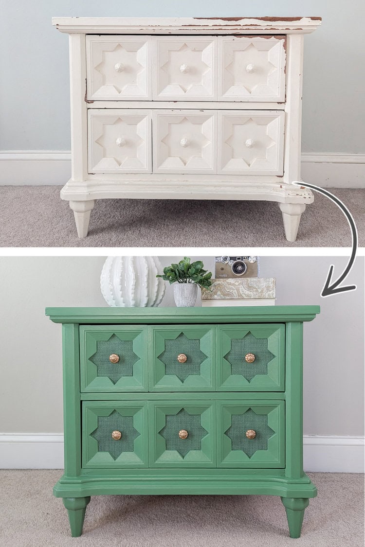 nightstand makeover before and after.
