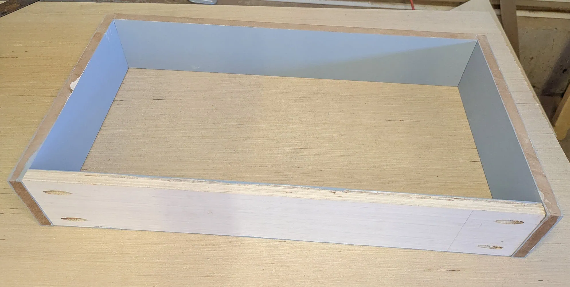 drawer box before bottom is added.