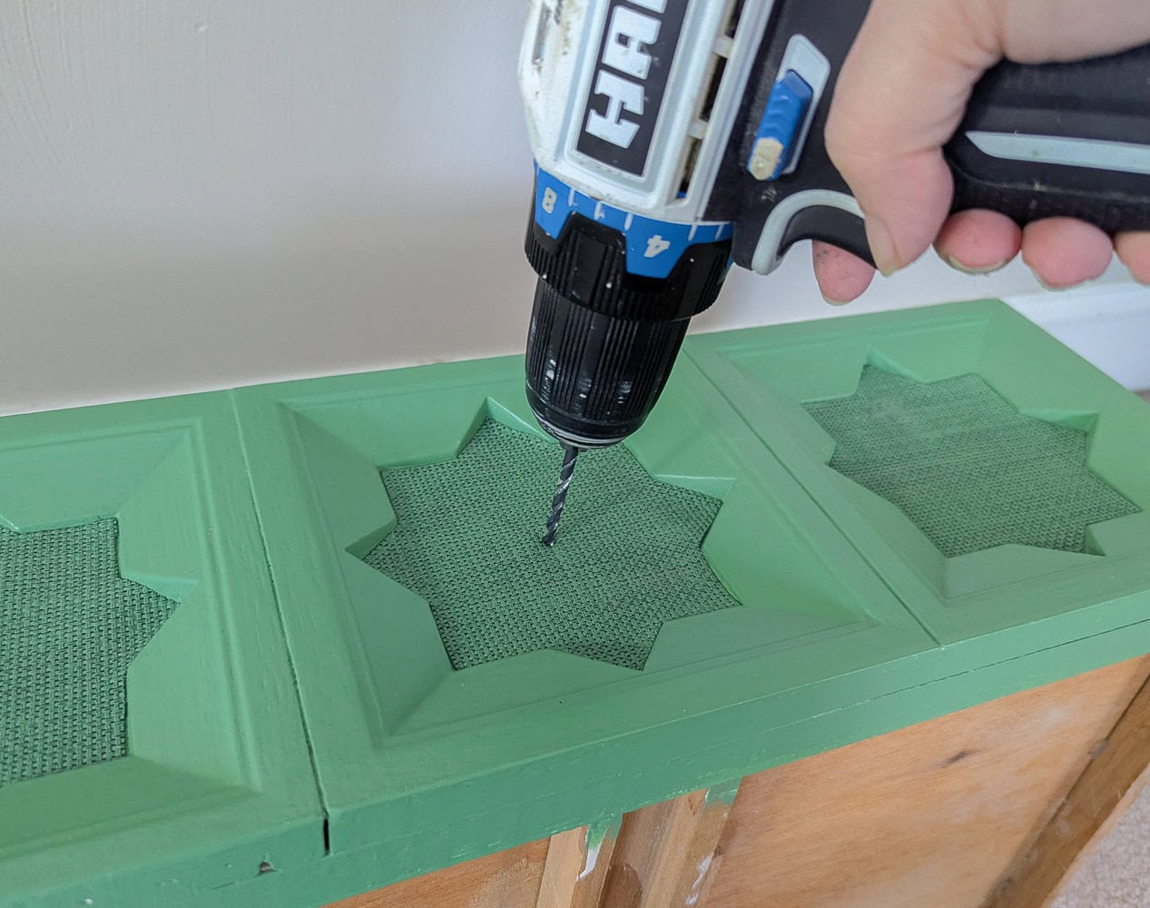 drilling holes for hardware.