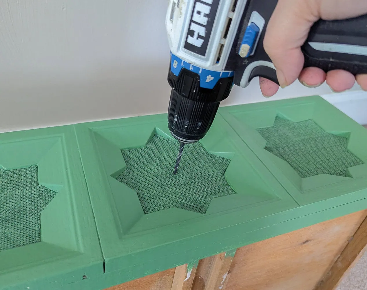 drilling holes for hardware.