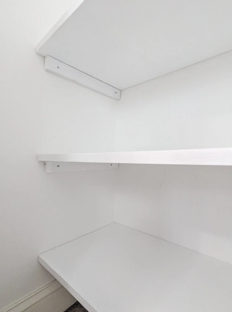 closet shelves with supports.