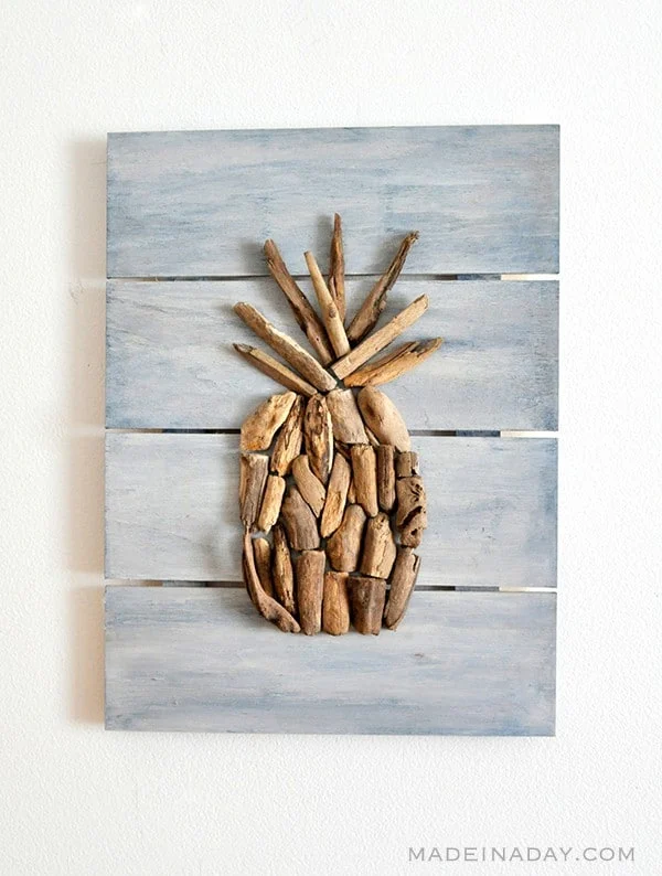 pineapple wall art from driftwood