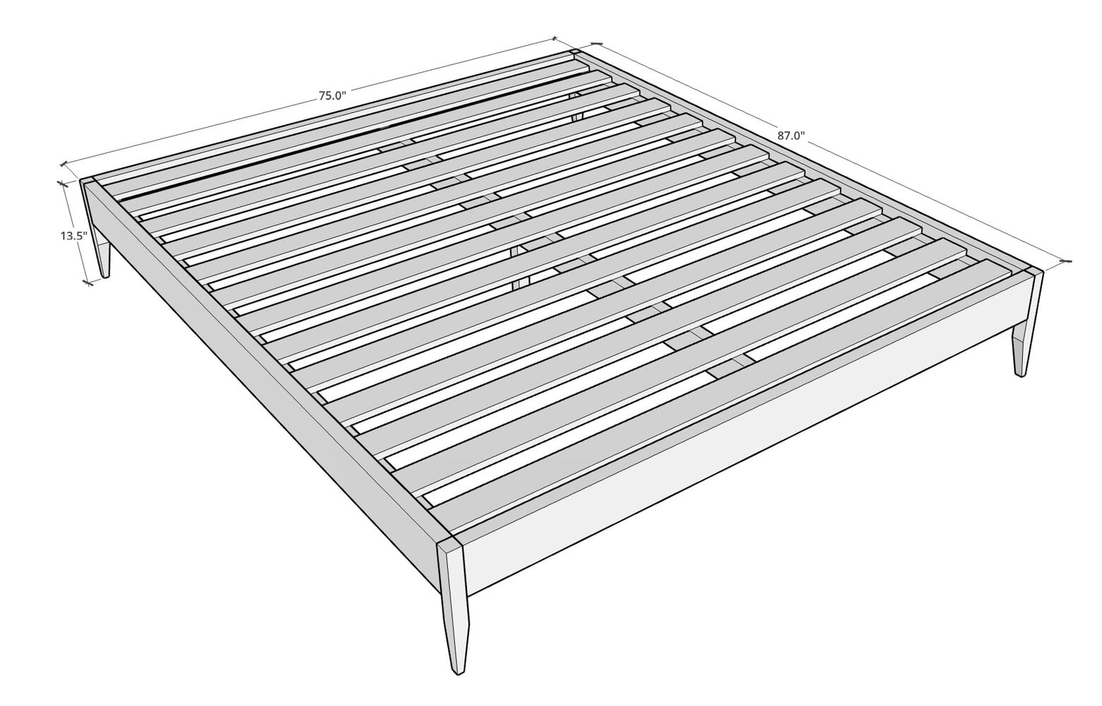 California King Size Platform Bed Frame Printable Build Plans - Image 3