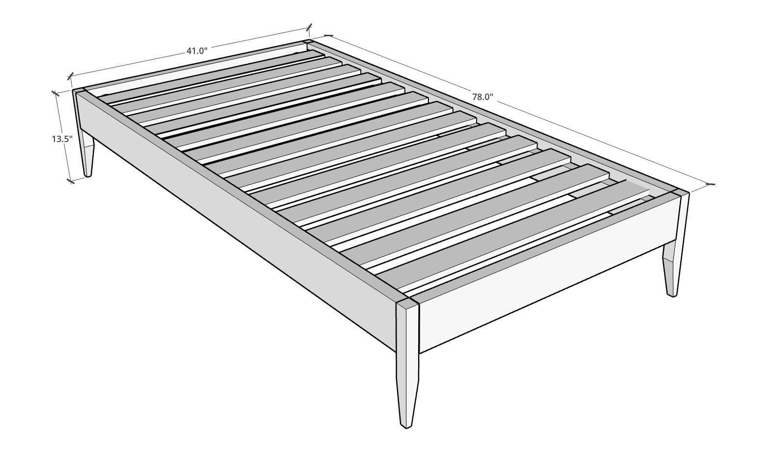 Twin Size Platform Bed Frame Printable Build Plans - Image 3