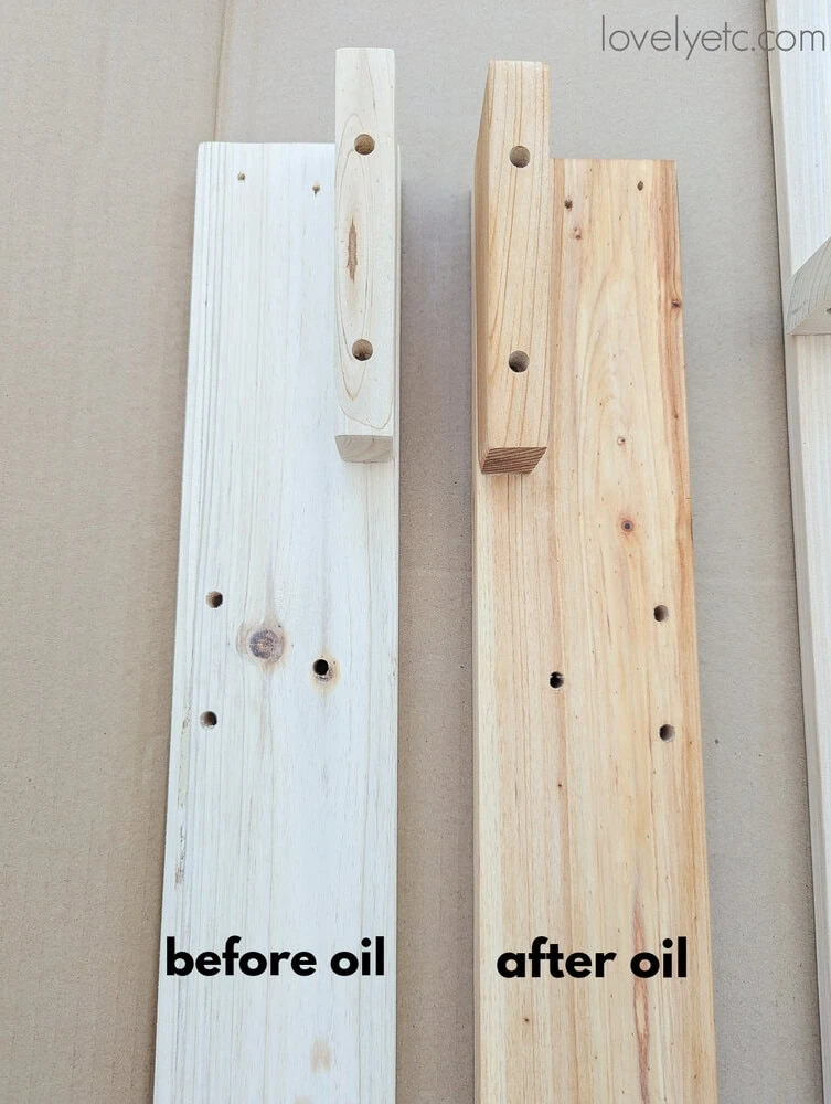 cedar wood before and after applying oil.