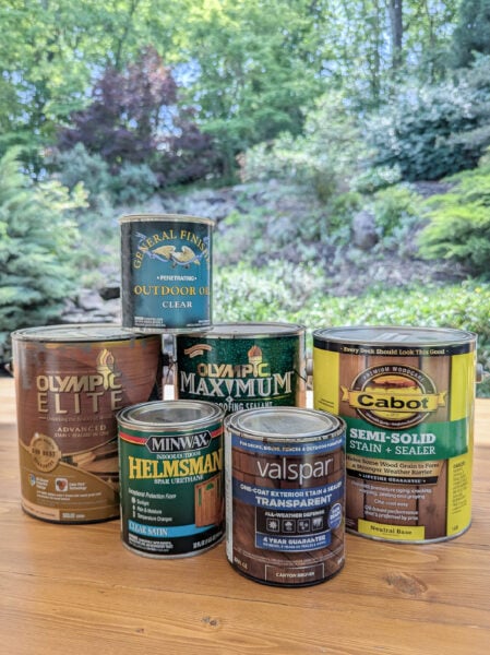 a variety of outdoor wood sealers.