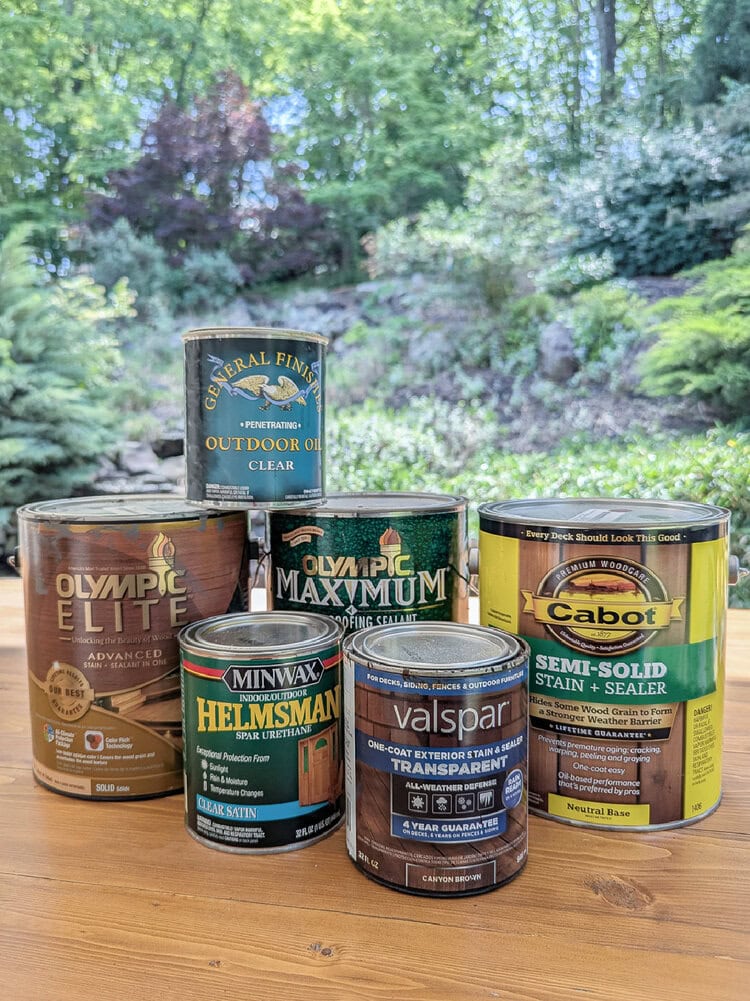 a variety of outdoor wood sealers.