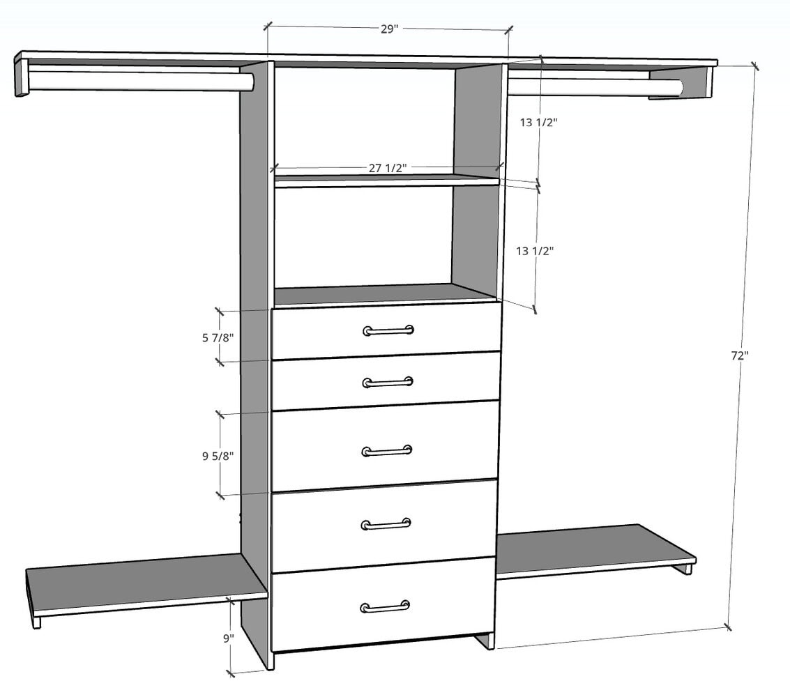 Closet Organizer with Drawers Printable Build Plans - Image 6