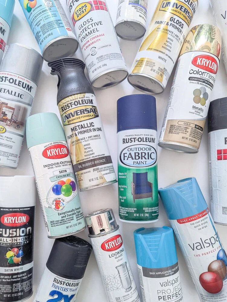 a bunch of different types of spray paint.