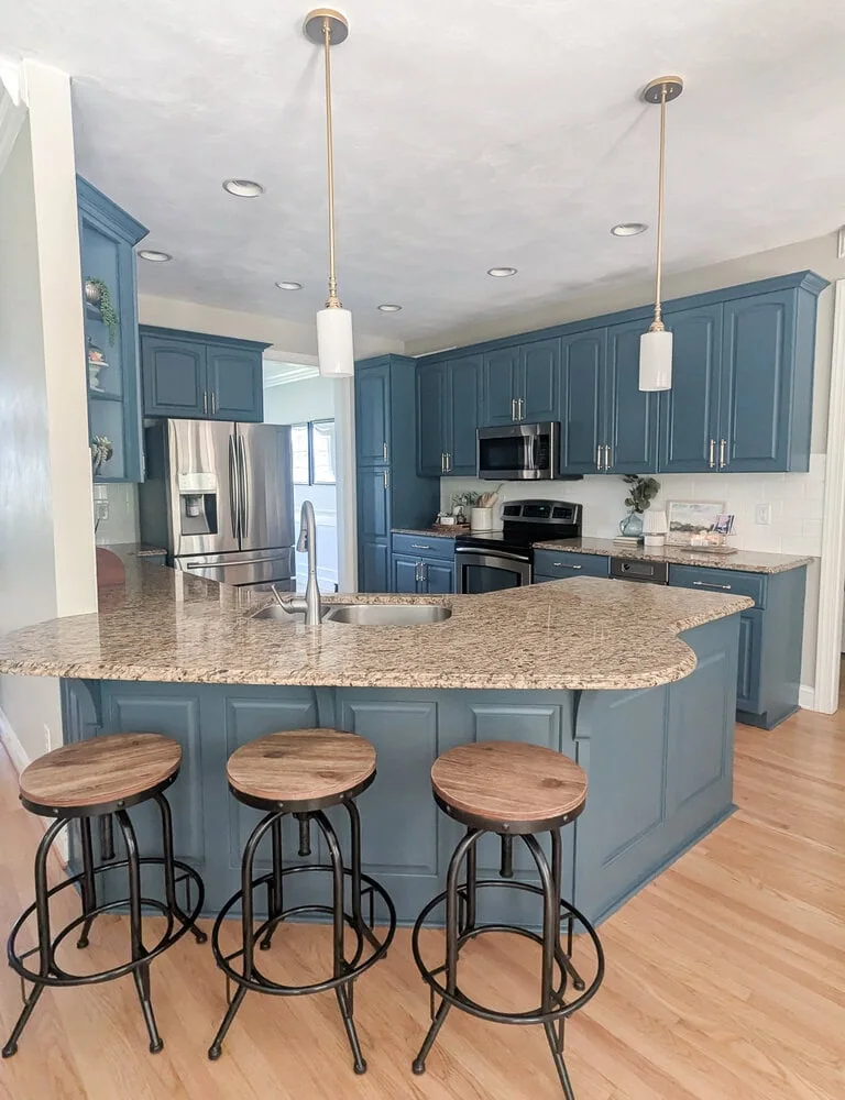 kitchen with sherwin williams waterloo cabinets.
