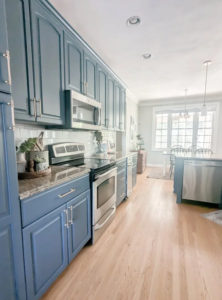kitchen with cabinets painted Sherwin Williams waterloo.